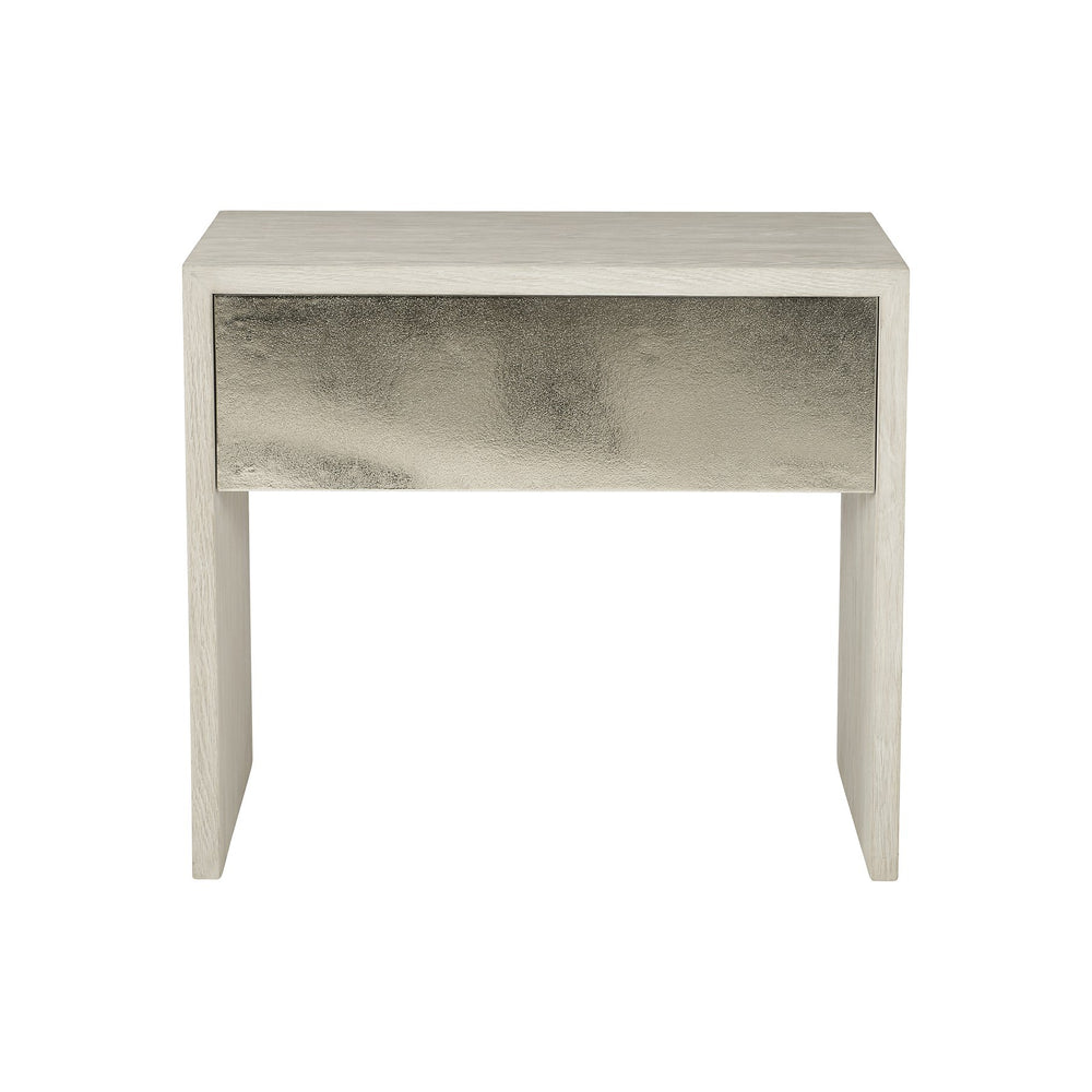 Bernhardt Bernhardt Lowe Nightstand In Jicama White Oak With Nickel Aluminum Accents, Push-Open Drawer, Safe Design 305228