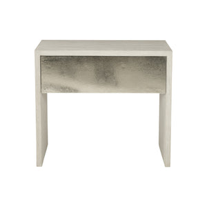Bernhardt Bernhardt Lowe Nightstand In Jicama White Oak With Nickel Aluminum Accents, Push-Open Drawer, Safe Design 305228