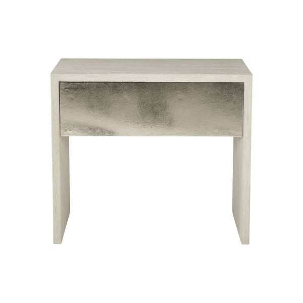 Bernhardt Bernhardt Lowe Nightstand In Jicama White Oak With Nickel Aluminum Accents, Push-Open Drawer, Safe Design 305228