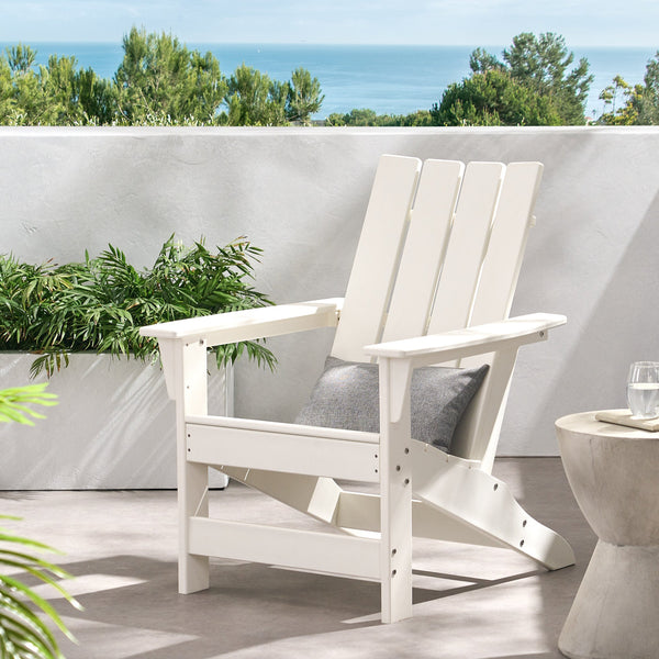English Elm Encino Outdoor Adirondack Chair All Weather Resin Slatted Patio Seating 68172.00WHI