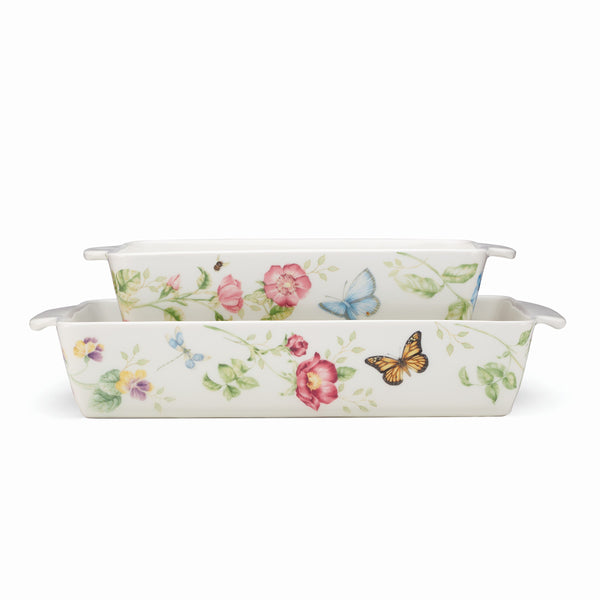 Lenox Butterfly Meadow Rectangular Baker 2-Piece Set Multi, WHITE STONEWARE 894651