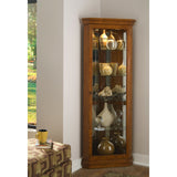 Mirrored 4 Shelf Corner Curio Cabinet in Golden Oak Brown Brown 20206 Pulaski Furniture