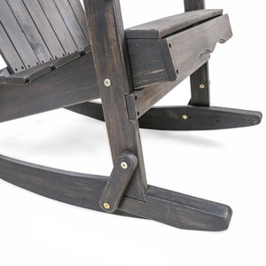 English Elm Christopher Knight Home® - MALIBU Adirondack Rocking Chair in Handcrafted Acacia Wood for Patio, Weather-Resistant Comfort & Style DARK GREY 43 L x 28 W x 14.5 H 61681.00DGRY