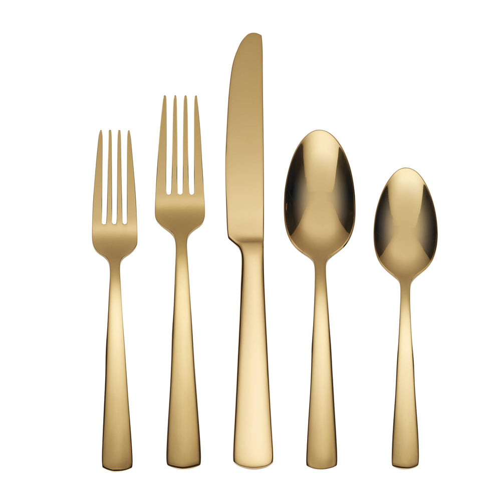 Lenox Oneida Aptitude Gold 20 Piece Everyday Flatware Set, Service for 4 Metallic, STAINLESS METAL B1024020AL20