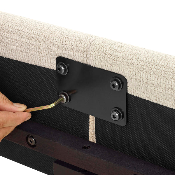 Legends Furniture Bridgevine Home Queen Size Beige Tufted Upholstered Platform Bed Dynasty, Beige  Zbrd-7002qn