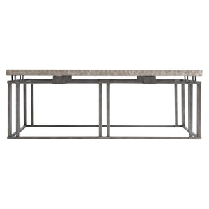 Bernhardt Bernhardt Riverton 48" Square Cocktail Table — Honed Bianco Travertine Top, Silver Interlocking Base 494011