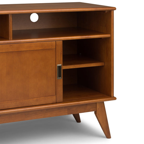 English Elm Draper - Elegant Mid Century Tall Tv Media Stand In Teak Brown With Storage & Cable Management Solutions B136P158155