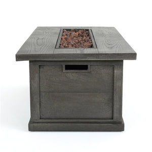 English Elm 56" Outdoor Rectangular Propane Fire Pit 50000 Btu Mgo Concrete Wood Grain Patio 57570.00GRY-50K