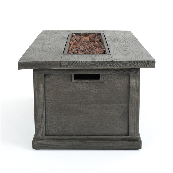 English Elm 56" Outdoor Rectangular Propane Fire Pit 50000 Btu Mgo Concrete Wood Grain Patio 57570.00GRY-50K