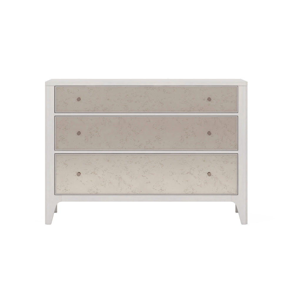 A.R.T. Furniture Mezzanine 3-drawer Dresser In Dove Gray With Antique Mirror Fronts And Cedar-lined Storage Drawers Light Gray Parawood And Poplar Solids,Maple Veneer,Mirror 325130-2249