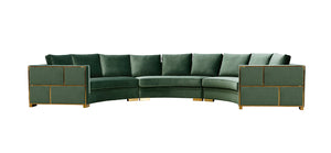 VIG Furniture Ritner Luxe Green Velvet Curved Sectional Sofa With Gold Accents — Modular, Plush Seating For Six, 183" Wide VGYUHD-1840-B-GRN