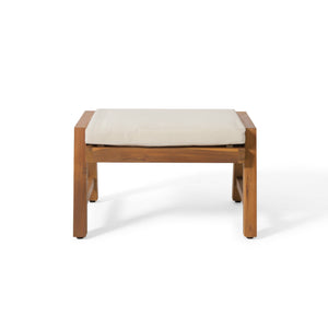 English Elm Christopher Knight Home® - Temecula Acacia Wood Outdoor Ottomans Set of 2 with Cushions — Weather-Resistant, Versatile Footrests Beige+Brown 66468.00CRM
