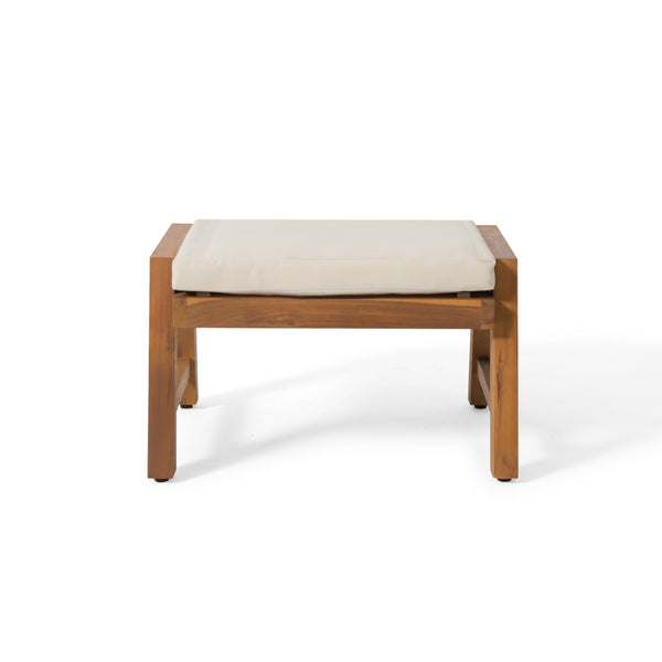 English Elm Christopher Knight Home® - Temecula Acacia Wood Outdoor Ottomans Set of 2 with Cushions — Weather-Resistant, Versatile Footrests Beige+Brown 66468.00CRM