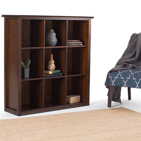 English Elm Artisan 9-Cube Bookcase & Storage Unit - Rustic Solid Wood Design In Warm Russet Brown Finish B136P159473