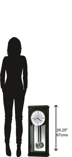 Hekman Furniture 625440 Elegant Modern Wood Wall Clock With Chimes, Pendulum & Black Satin Finish - Perfect Accent! Black Satin Alvarez Wall Clock 625440