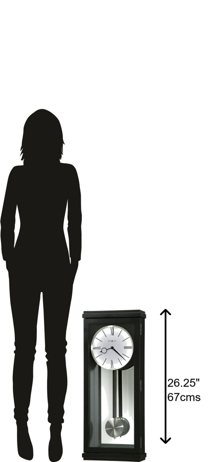 Hekman Furniture 625440 Elegant Modern Wood Wall Clock With Chimes, Pendulum & Black Satin Finish - Perfect Accent! Black Satin Alvarez Wall Clock 625440