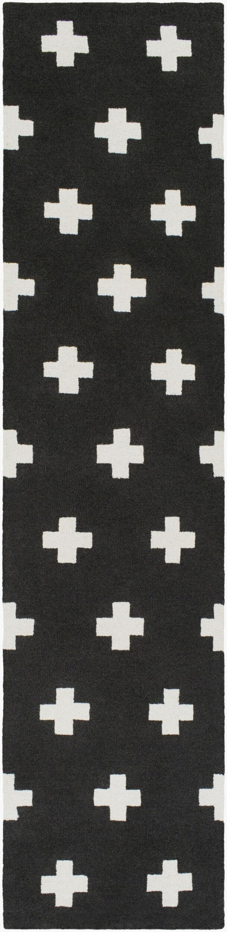 Livabliss Hilda Handmade Wool Area Rug High Pile Artisan Tufted Accent for Entryway or Bedside Black, White 2'3" x 10' HDA2391-2310