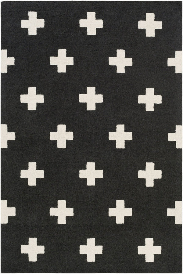 Livabliss Hilda Handmade Wool Area Rug High Pile Artisan Tufted Accent for Entryway or Bedside Black, White 2' x 3' HDA2391-23