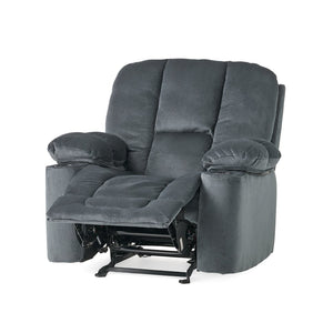 English Elm Christopher Knight Home® - Luxurious Manual Recliner Chair with Skin-Friendly Fabric, Dual Cup Holders, Ergonomic Padded Comfort Silver 57578.00STL