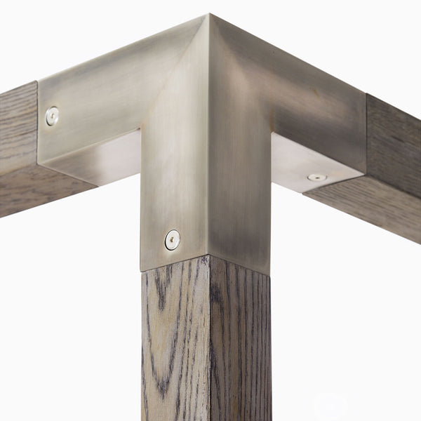 Bernhardt Bernhardt Palma King Canopy Bed With Woven Abaca Panels, Rustic White Oak & Tarnished Nickel Accents K1263