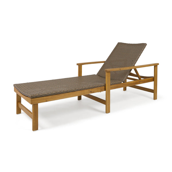 English Elm Christopher Knight Home® - Hampton Outdoor Wood & Wicker Chaise Lounge - Adjustable Comfort For Patios, Poolsides & Gardens 63763.00MCA