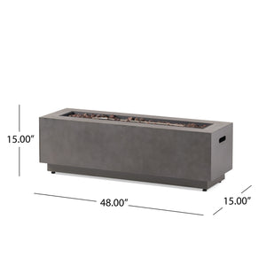 English Elm 40" Outdoor Propane Fire Pit 50000 Btu Powder Coated Iron Rectangular Patio Warmer 62836.00CONRT-50K_67760.00CONR
