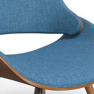 English Elm Malden Bentwood Dining Chair - Stylish Blue Upholstered Seat For Mid-Century Modern Homes B136P158899