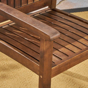 English Elm Wilson Solid Acacia Slatted Outdoor Dining Chairs Farmhouse Modern Patio Set of 2 61717.00DBRN
