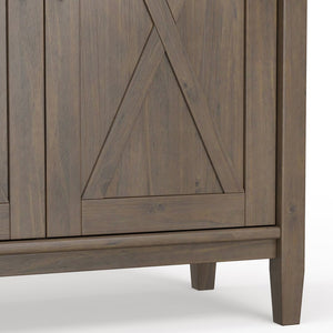 English Elm Ela Smoky Brown Low Storage Cabinet – Handcrafted Solid Wood, Shaker X Doors, Adjustable Shelves, 32" B136P158604