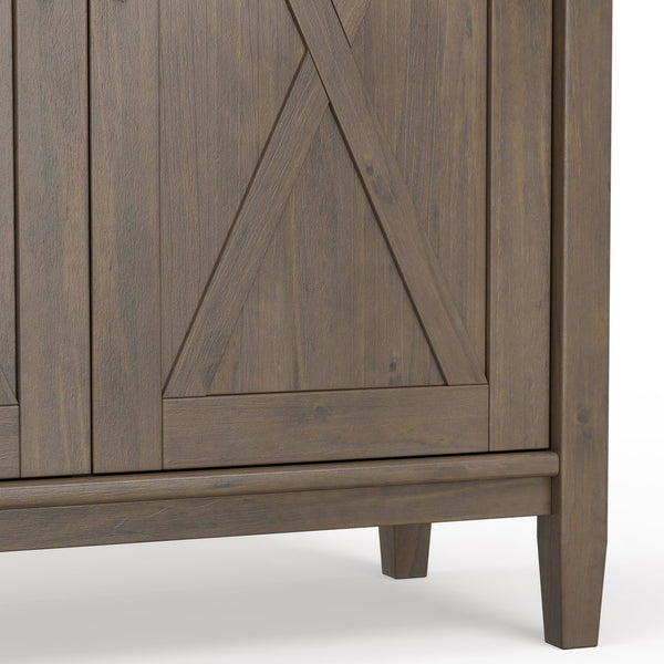 English Elm Ela Smoky Brown Low Storage Cabinet – Handcrafted Solid Wood, Shaker X Doors, Adjustable Shelves, 32" B136P158604