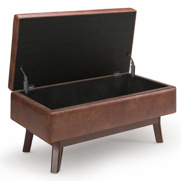 English Elm Owen Small Rectangular Storage Ottoman - Distressed Saddle Brown, Versatile Mid-Century Design B136P159198-GIGA