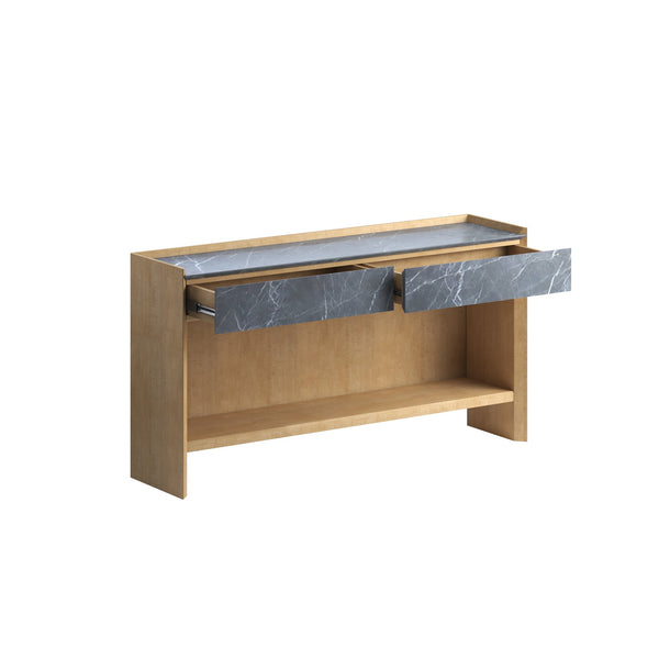 A.R.T. Furniture Loft Classic Contemporary Console Table - Figured Maple & Honed Marble For Elegant Home Décor Brown Material(S), Poplar,Rubberwood,Figured Maple And Marble 335307-1911