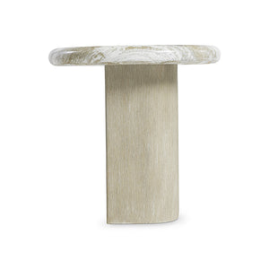 Bernhardt Bernhardt Arcadia Rustic-Modern Accent Table With Faux Stone Top, Sculptural Oak Base, 20" Square 334111