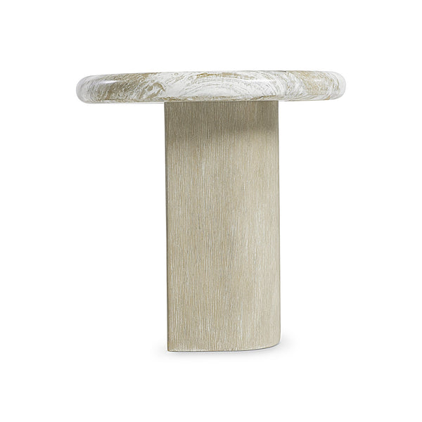 Bernhardt Bernhardt Arcadia Rustic-Modern Accent Table With Faux Stone Top, Sculptural Oak Base, 20" Square 334111