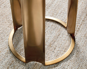 Hooker Furniture Eleana Round Walnut Accent Table With Sunlit Bronze Base, Compact End Table For Modern Spaces 7252-50005-85