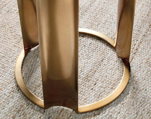 Hooker Furniture Eleana Round Walnut Accent Table With Sunlit Bronze Base, Compact End Table For Modern Spaces 7252-50005-85