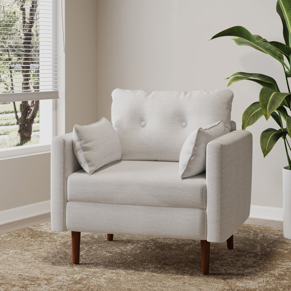 English Elm Christopher Knight Home® - CLUB Chair with Plush Fabric Upholstery and Walnut Birch Legs — Stylish Comfortable Accent Seating for Living Rooms Beige 30.75 L x 25.75 W x 21 H 71571.00BGE