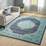 Christopher Knight Home® - Noble House - Derudder 7'10" X 10' Indoor/Outdoor Area Rug, Blue and Ivory