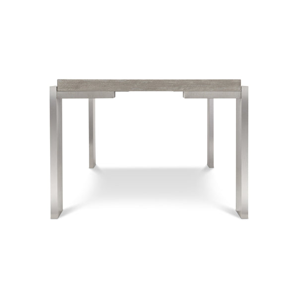 Bernhardt Bernhardt Foundations 102" Dining Table — Solid Acacia Light Shale Top & Brushed Stainless Legs, Modern Rustic Elegance 306224