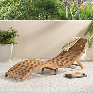 English Elm Christopher Knight Home® - LAHAINA Acacia Wood Foldable Chaise Lounge for Patio & Poolside — Weather-Resistant, Portable Comfort Brown 38.5 L x 24.75 W x 8.5 H 57076.00