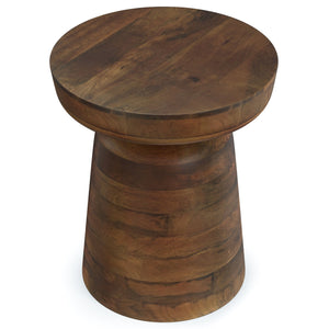 English Elm Robbie Sculptural Accent Table in Walnut Brown Solid Mango Hardwood, Hand-Finished, Rustic Contemporary Appeal Dark Brown B136P158442