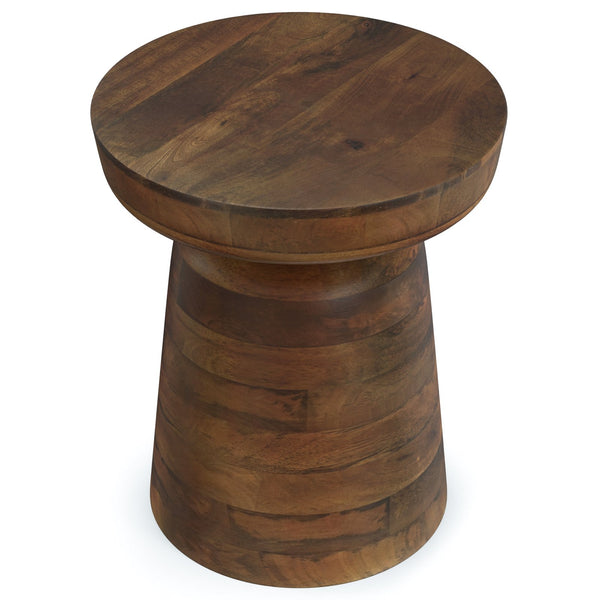 English Elm Robbie Sculptural Accent Table in Walnut Brown Solid Mango Hardwood, Hand-Finished, Rustic Contemporary Appeal Dark Brown B136P158442