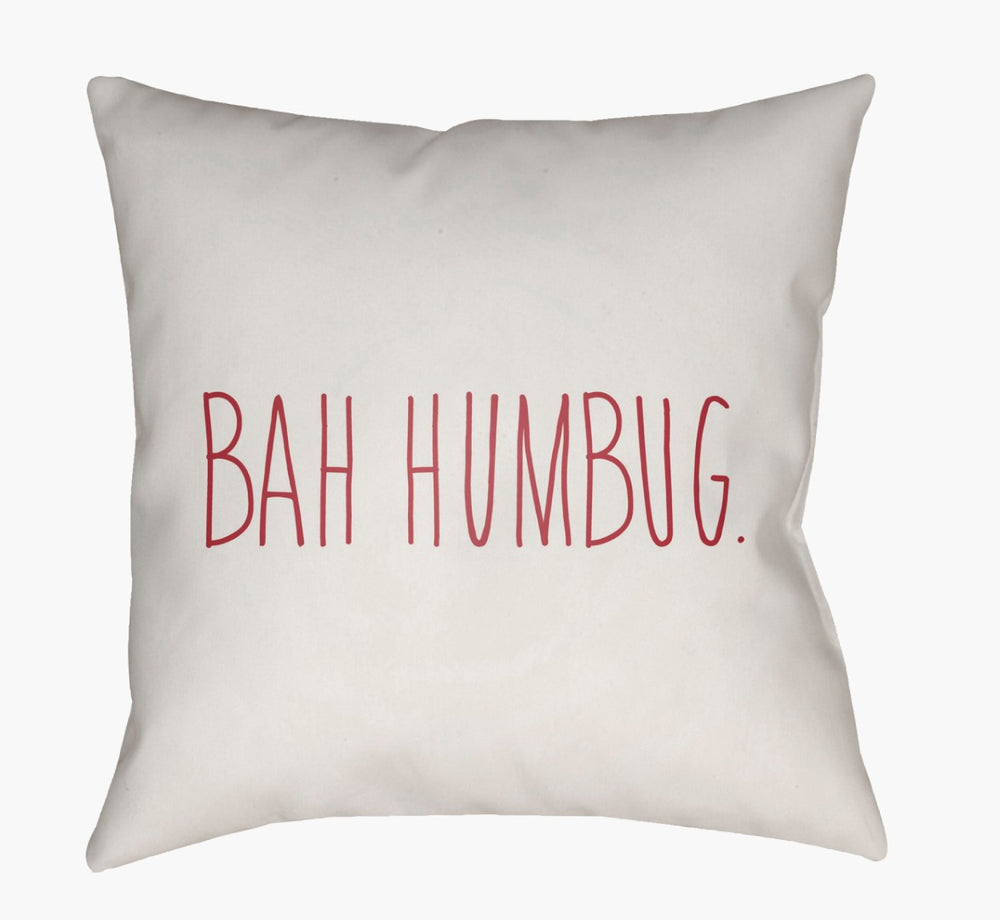 Livabliss Bahhumbug Square Outdoor Accent Pillow Minimalist Holiday Graphic Polyester Cover HDY001-2020