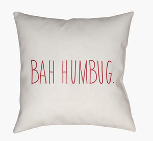 Livabliss Bahhumbug Square Outdoor Accent Pillow Minimalist Holiday Graphic Polyester Cover HDY001-2020