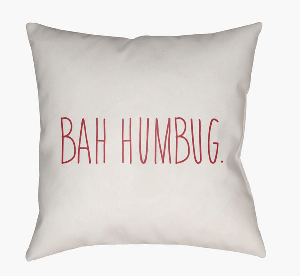 Livabliss Bahhumbug Square Outdoor Accent Pillow Minimalist Holiday Graphic Polyester Cover HDY001-2020