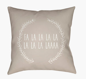 Livabliss Falalalala Typographic Holiday Throw Pillow Polyester Square Accent for Modern Decor HDY025-2020