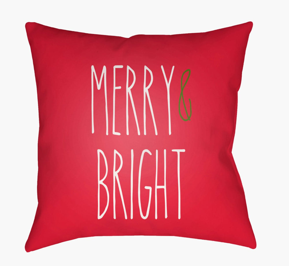 Livabliss Merry Bright Holiday Throw Pillow Outdoor Safe Polyester Square Seasonal Decor HDY064-2020