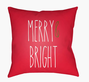 Livabliss Merry Bright Holiday Throw Pillow Outdoor Safe Polyester Square Seasonal Decor HDY064-2020