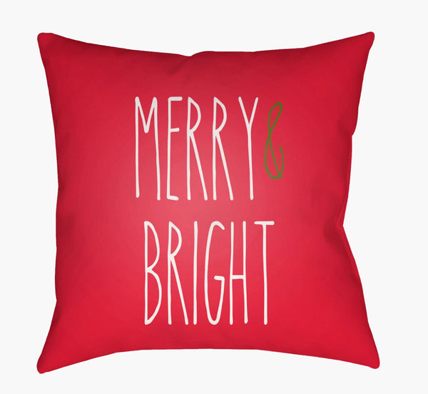 Livabliss Merry Bright Holiday Throw Pillow Outdoor Safe Polyester Square Seasonal Decor HDY064-2020