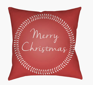 Livabliss Merry Christmas Minimalist Holiday Throw Pillow Polyester Modern Seasonal Sofa Accent Crimson, Snow W 20"L x 20"W HDY075-2020